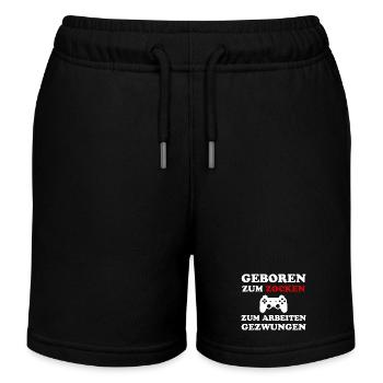 Geboren Zum Zocken Zur Arbeit Gezwungen Gamer - Kinder Organic Joggingshorts Mini Bolter von Stanley/Stella - Schwarz - Vorne