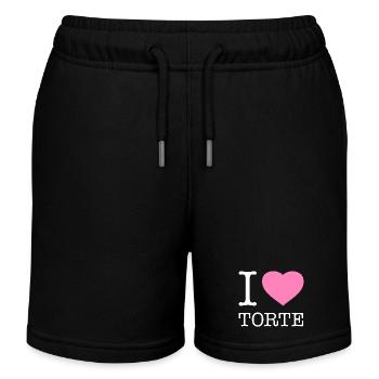 I love cake - Kids Organic Sweat Shorts by Stanley/Stella - black - Front