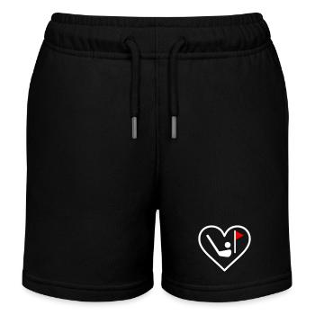 Golf Heart Club Ball Sport Geschenk - Kinder Organic Joggingshorts Mini Bolter von Stanley/Stella - Schwarz - Vorne