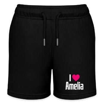 I Love Amelia Pinkes Herz Ich liebe Amelia - Kinder Organic Joggingshorts Mini Bolter von Stanley/Stella - Schwarz - Vorne