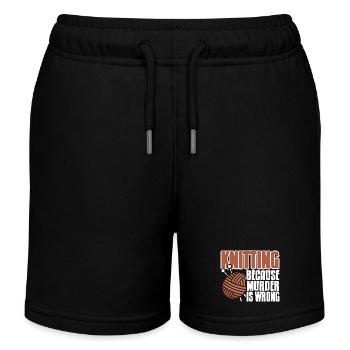 Tricoter parce que le meurtre est faux Citation drôle de fil - Short de jogging enfant bio Stanley/Stella - noir - Devant