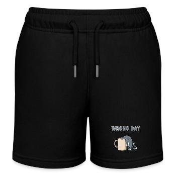 Mauvais jour Chat - Mème Café Mauvais Jour Drôle - Short de jogging enfant bio Stanley/Stella - noir - Devant