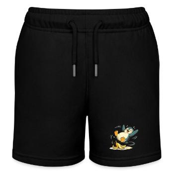 Penguin Jumping Banana - Kids Organic Sweat Shorts by Stanley/Stella - black - Front