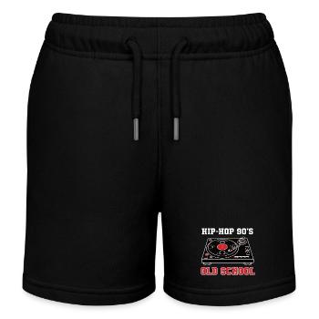 Hip Hop 90s Old School DJ Vinyl - Kids Organic Sweat Shorts by Stanley/Stella - black - Front