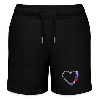 Quilting Passion | Cœurs et Blocs de Patchwork - Short de jogging enfant bio Stanley/Stella - noir - Devant