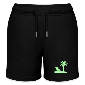 Vector de plage de chaises longues en palmier - Short de jogging enfant bio Stanley/Stella - noir - Devant