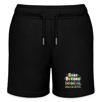 Jesus loves you positive message - Kids Organic Sweat Shorts by Stanley/Stella - black - Front