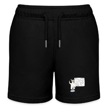 Lama as scientist explains connections - Kids Organic Sweat Shorts by Stanley/Stella - black - Front