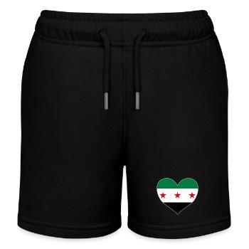 Syria Heart with Syrian Flag for Freedom - Kids Organic Sweat Shorts by Stanley/Stella - black - Front