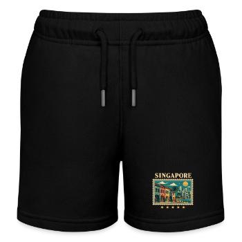 Singapur Tropische Vintage Reise - Kinder Organic Joggingshorts Mini Bolter von Stanley/Stella - Schwarz - Vorne
