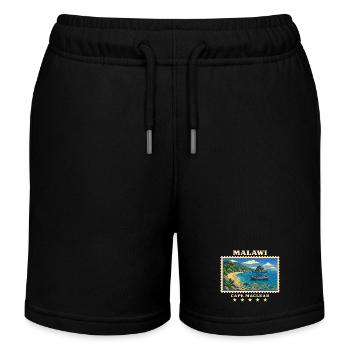Malawi Cape Maclear Vintage Travel Brand - Kids Organic Sweat Shorts by Stanley/Stella - black - Front
