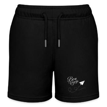 Bon Voyage Papierzug Flugzeug Motiv - Kinder Organic Joggingshorts Mini Bolter von Stanley/Stella - Schwarz - Vorne