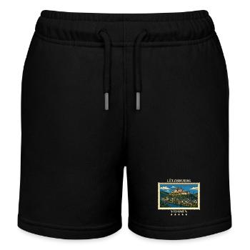 Luxemburg Vianden Vintage Reisemarke - Kinder Organic Joggingshorts Mini Bolter von Stanley/Stella - Schwarz - Vorne