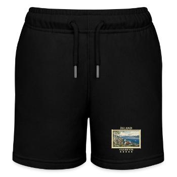 Island Akureyri Vintage Reisemarke - Kinder Organic Joggingshorts Mini Bolter von Stanley/Stella - Schwarz - Vorne