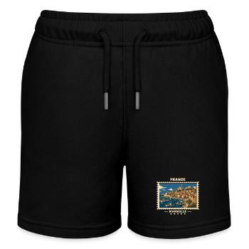 France Marseille Vintage Travel Brand - Kids Organic Sweat Shorts by Stanley/Stella - black - Front