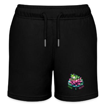 Quak & Relax drôle de grenouille Design - Short de jogging enfant bio Stanley/Stella - noir - Devant