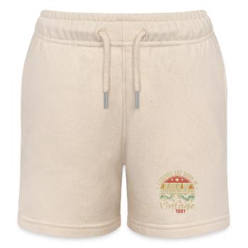 Vintage Anniversary - Made in July 1981 - Kids Organic Sweat Shorts by Stanley/Stella - soft Ecru - Front