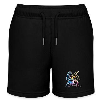 Regenbogenfarbener Heavy Metall Gorilla - Kinder Organic Joggingshorts Mini Bolter von Stanley/Stella - Schwarz - Vorne