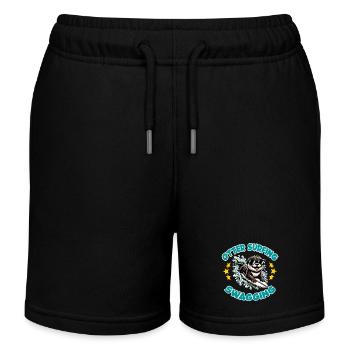 Funny surfing otter with sunglasses - Kids Organic Sweat Shorts by Stanley/Stella - black - Front