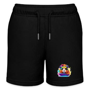 Cool guinea pig snowboard surfboard - Kids Organic Sweat Shorts by Stanley/Stella - black - Front