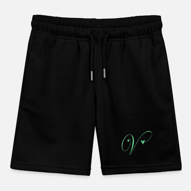 Monogram V Heart Vine Kids Organic Sweat Shorts by Stanley/Stella