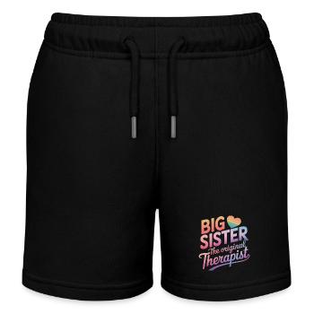 Sister Sibling Family - Kids Organic Sweat Shorts by Stanley/Stella - black - Front