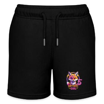Jolie fille motif anniversaire renard 5 ans - Short de jogging enfant bio Stanley/Stella - noir - Devant