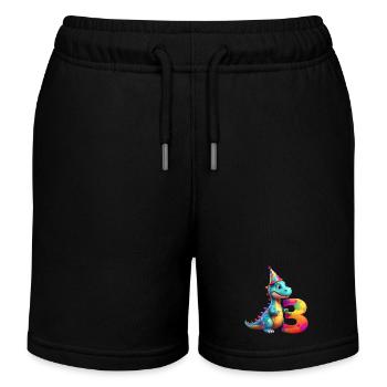 DINO 3 YEARS DINOSAUR 3RD BIRTHDAY - Kids Organic Sweat Shorts by Stanley/Stella - black - Front