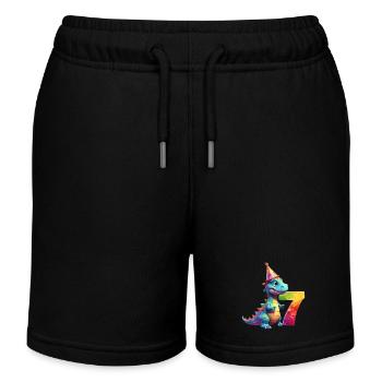 DINO 7 JAHRE DINOSAURIER 7. GEBURTSTAG - Kinder Organic Joggingshorts Mini Bolter von Stanley/Stella - Schwarz - Vorne