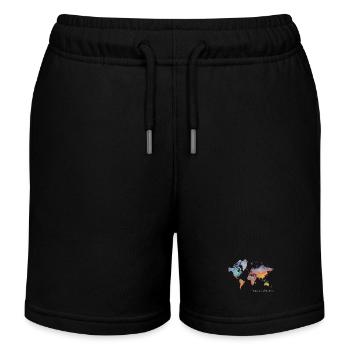 Reisen heißt, eine farbige Weltkarte zu leben - Kinder Organic Joggingshorts Mini Bolter von Stanley/Stella - Schwarz - Vorne