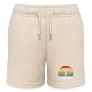 Saxophone vintage design - Short de jogging enfant bio Stanley/Stella - écru doux - Devant