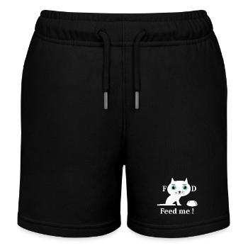 Chat blanc mignon - Short de jogging enfant bio Stanley/Stella - noir - Devant