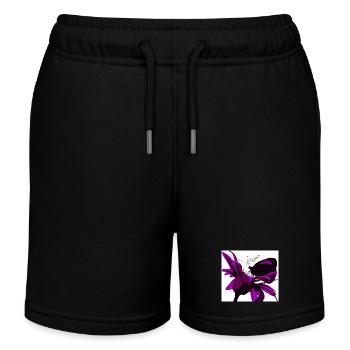 Magische Lilie in Violett - Kinder Organic Joggingshorts Mini Bolter von Stanley/Stella - Schwarz - Vorne