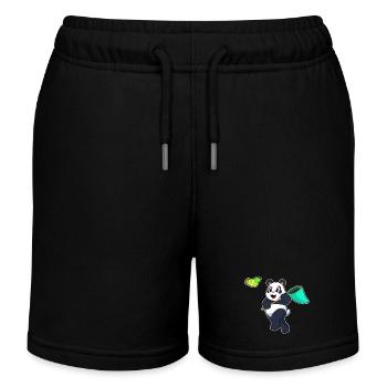 Panda Angler Landing Net Fishing - Kids Organic Sweat Shorts by Stanley/Stella - black - Front