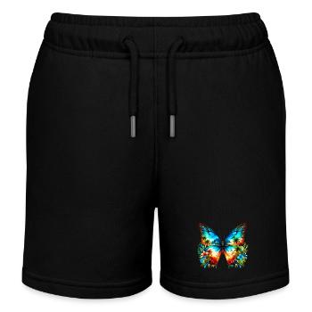 Schmetterling - Kinder Organic Joggingshorts Mini Bolter von Stanley/Stella - Schwarz - Vorne