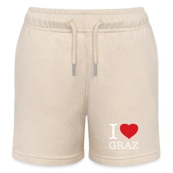 I LOVE GRAZ Austria Österreich - Kids Organic Sweat Shorts by Stanley/Stella - soft Ecru - Front