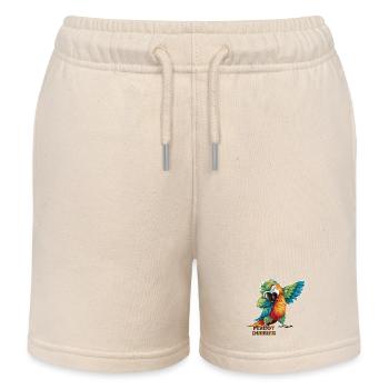 Perrot dubbing Feathered Shards The Tropical Parrot - Kids Organic Sweat Shorts by Stanley/Stella - soft Ecru - Front