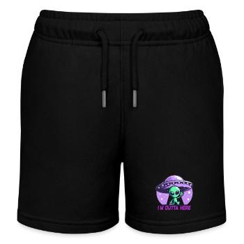 Alien I'm Outta Here Aliens - Kids Organic Sweat Shorts by Stanley/Stella - black - Front