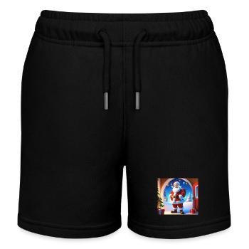 Cartoon Frohe Weihnachten Sankt Nikolaus Geschenk - Kinder Organic Joggingshorts Mini Bolter von Stanley/Stella - Schwarz - Vorne