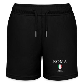 Rome Italy, elegant minimalist design - Kids Organic Sweat Shorts by Stanley/Stella - black - Front
