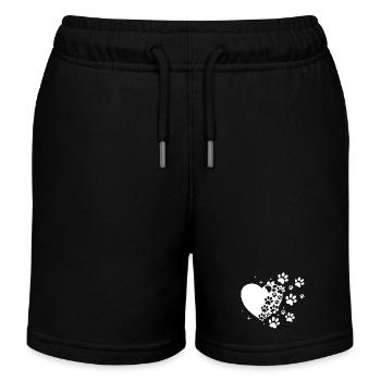 Pfotenabdruck Herz Sternenstaub - Kinder Organic Joggingshorts Mini Bolter von Stanley/Stella - Schwarz - Vorne