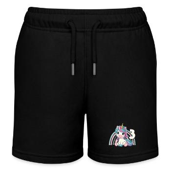 3e anniversaire licorne arc-en-ciel mignonne - Short de jogging enfant bio Stanley/Stella - noir - Devant