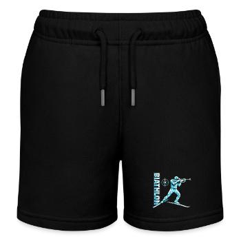 Biathlon Funny Saying Cross-Country Skiing - Kids Organic Sweat Shorts by Stanley/Stella - black - Front