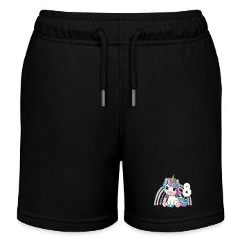 8e anniversaire Licorne Arc-en-ciel mignonne - Short de jogging enfant bio Stanley/Stella - noir - Devant