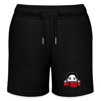 Ne me teste pas femme coquine, citation drôle avec le logo - Short de jogging enfant bio Stanley/Stella - noir - Devant