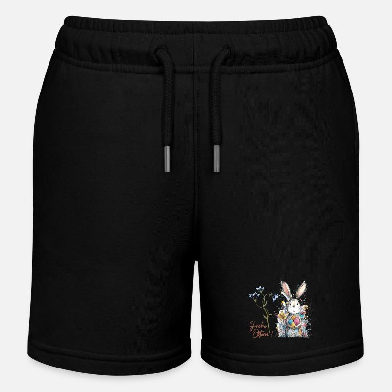 Lapin de Pâques avec des œufs colorés - Short de jogging enfant bio Stanley/Stella - noir