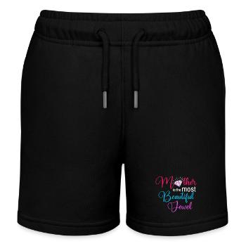 Mutter ist der schönste Juwelen-Blumendiamant - Kinder Organic Joggingshorts Mini Bolter von Stanley/Stella - Schwarz - Vorne
