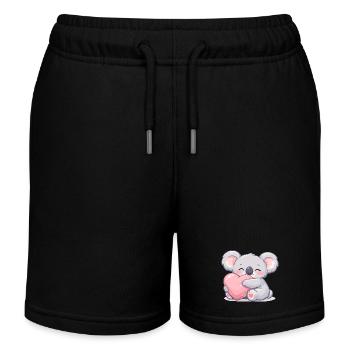 Little koala cuddles heart - Kids Organic Sweat Shorts by Stanley/Stella - black - Front
