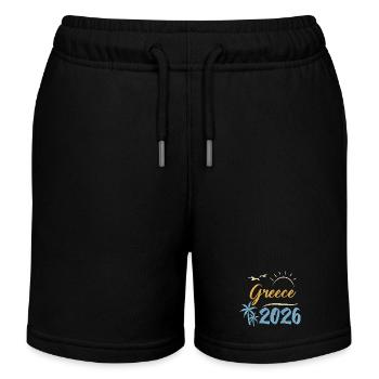 Greece 2026 - Kids Organic Sweat Shorts by Stanley/Stella - black - Front