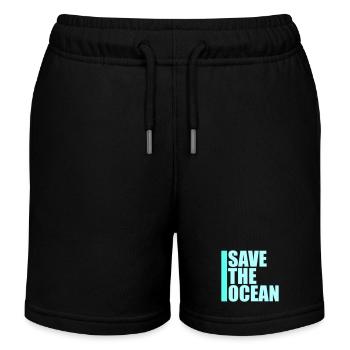 Save The Ocean Ocean Activism Environment Statement - Kids Organic Sweat Shorts by Stanley/Stella - black - Front
